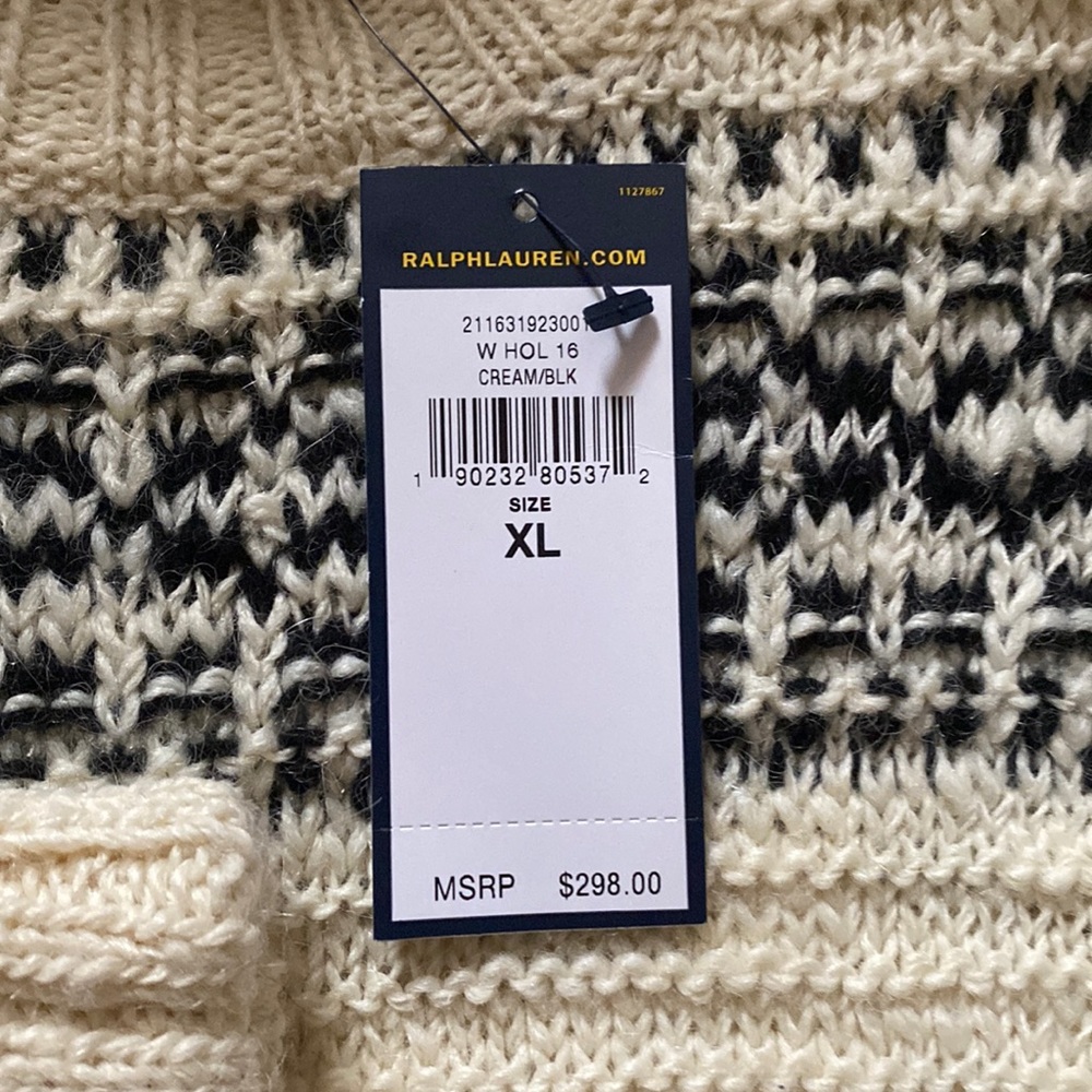 XL Polo Ralph Lauren Cream/ Black Sweater